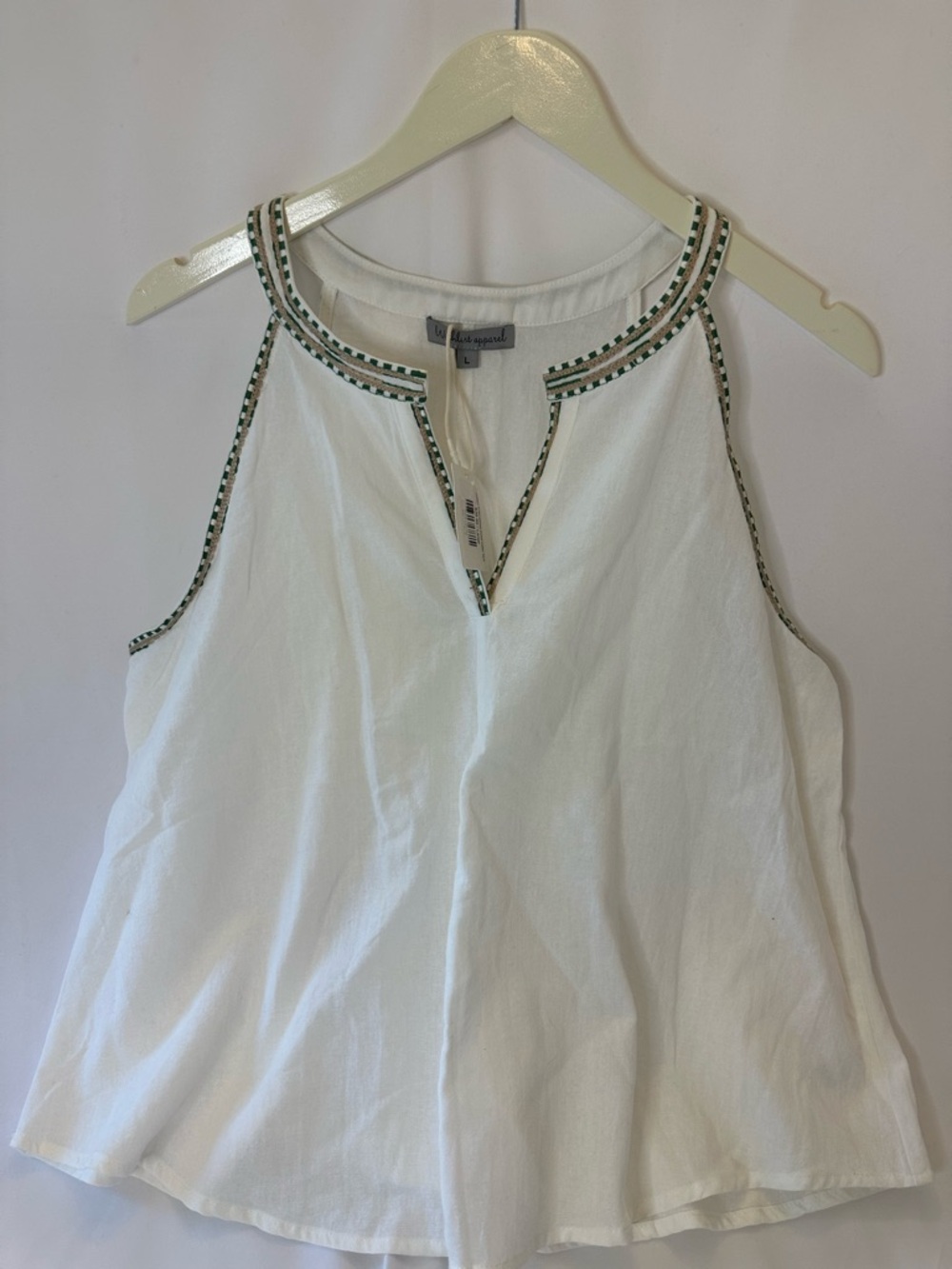 wishlist apparel women’s Large Hudson Embroidered detail Halter Tank Nwt